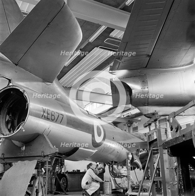 Students working on a Hawker Hunter F4 aeroplane, Loughborough University, 1960-1969. Artist: John Gay