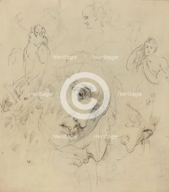Studies with Central Female Face. Creator: John Hamilton Mortimer.