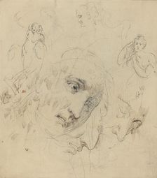 Studies with Central Female Face. Creator: John Hamilton Mortimer