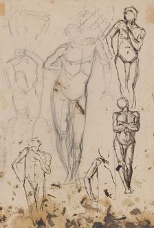 Studies and sketches of standing male nudes, 1895-1899. Creator: Ladislav Mednyanszky
