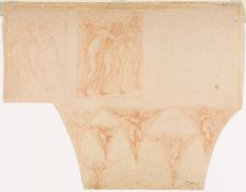 Studies for Christ Meeting His Mother..., Studies of an Angel in a Pendentive (verso), 1599/1604. Creator: Cristoforo Roncalli (Italian, 1552-1626)