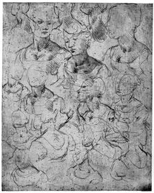 Studies for a half length female figure, 15th century(?) (1954). Artist: Leonardo da Vinci