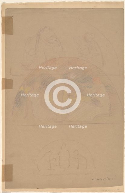 Studies for a Lunette [recto], 1890/1897. Creator: Charles Sprague Pearce.