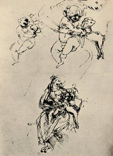 Studies for a Madonna and Child with a Cat 1478-1480 (1945). Artist: Leonardo da Vinci