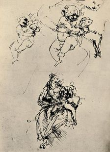 Studies for a Madonna and Child with a Cat 1478-1480 (1945). Artist: Leonardo da Vinci
