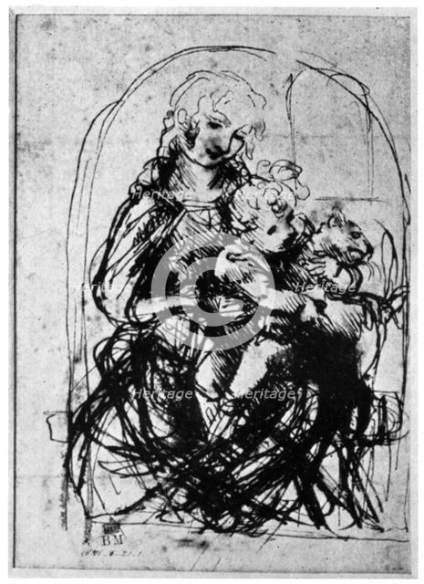 Studies for a 'Madonna Del Gatto', 15th century (1930).Artist: Leonardo da Vinci