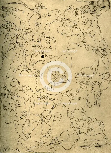 'Studies for a Madonna with child and angels', mid 18th century, (1928). Artist: Giovanni Battista Tiepolo.
