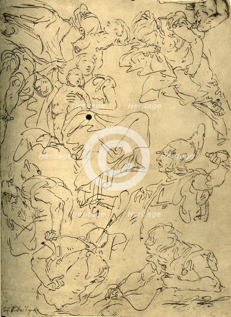'Studies for a Madonna with child and angels', mid 18th century, (1928). Artist: Giovanni Battista Tiepolo.