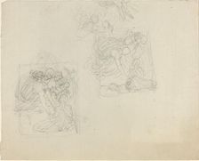 Studies for a Monument with Angels Reaching Down to a Praying Figure [recto and verso]. Creator: John Flaxman