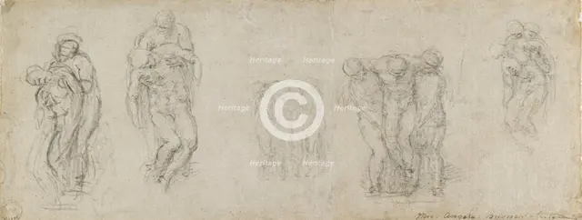 Studies for a Pieta and an Entombment, 16th century. Artist: Michelangelo Buonarroti.