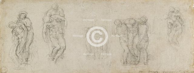 Studies for a Pieta and an Entombment, 16th century. Artist: Michelangelo Buonarroti.