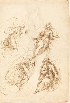Studies for an Annunciation [recto]. Creator: Jacopo Palma