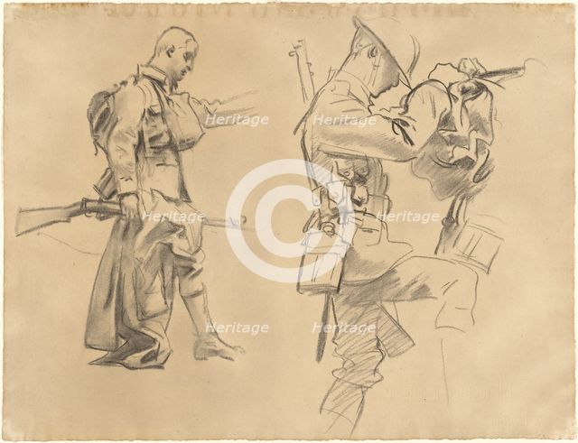 Studies for "Gassed" [recto], 1918-1919. Creator: John Singer Sargent.