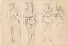 Studies for "Entering the War" [recto], 1918. Creator: John Singer Sargent