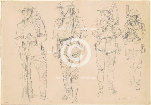Studies for "Entering the War" [recto], 1918. Creator: John Singer Sargent.
