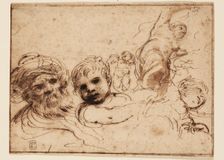Studies for Heads and Figures, c1675. Creator: Domenico Maria Canuti