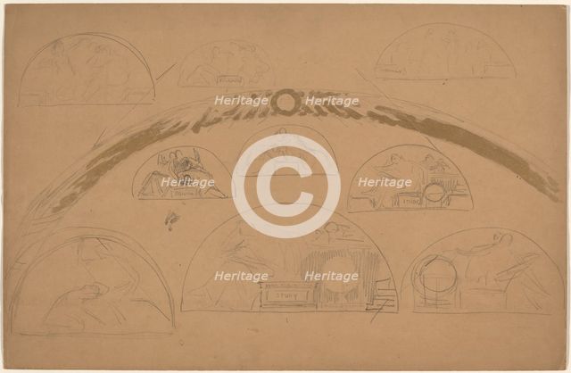 Studies for Lunettes [recto], 1890/1897. Creator: Charles Sprague Pearce.