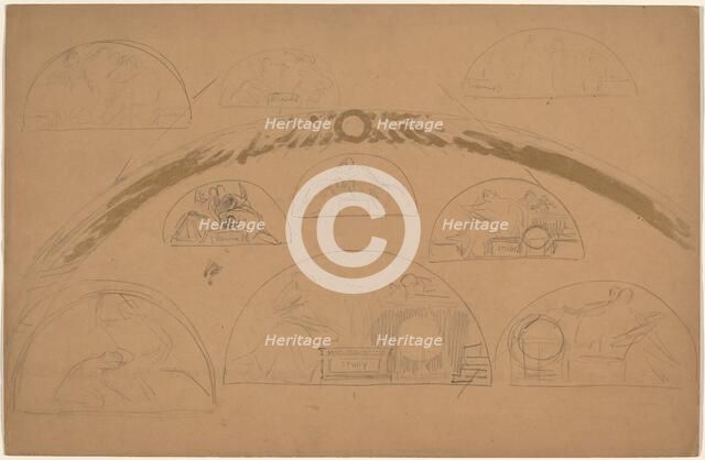 Studies for Lunettes [recto], 1890/1897. Creator: Charles Sprague Pearce.