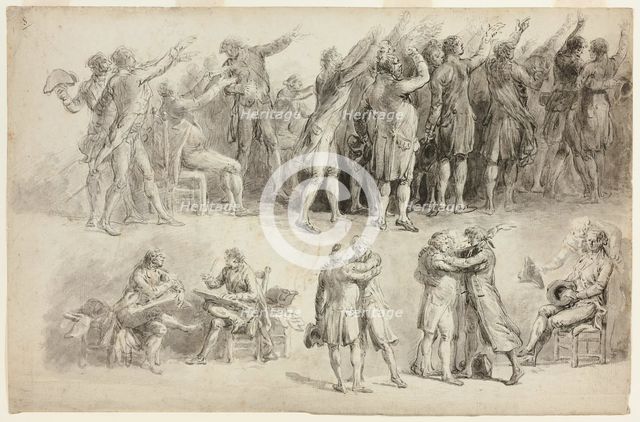 Studies for the Oath of the Tennis Court, 1789/91. Creator: Jean Pierre Norblin.