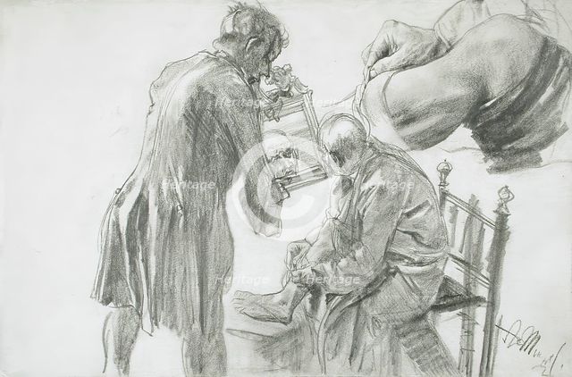 Studies for 'The Broken Jug' by Heinrich von Kleist, 1876. Creators: Heinrich von Kleist, Adolph Menzel.
