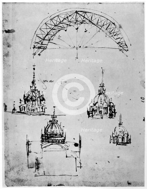 Studies for the central cupola of Milan cathedral, late 15th century (1954).. Artist: Leonardo da Vinci