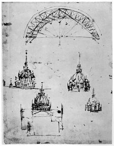 Studies for the central cupola of Milan cathedral, late 15th century (1954).. Artist: Leonardo da Vinci