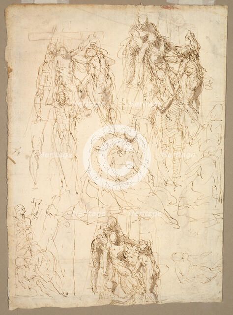 Studies for the Deposition, c.1555. Creator: Aurelio Luini.