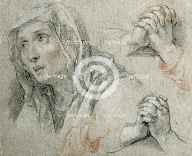 Studies for the Figure of the Virgin, about 1700. Creator: Antoine Coypel.