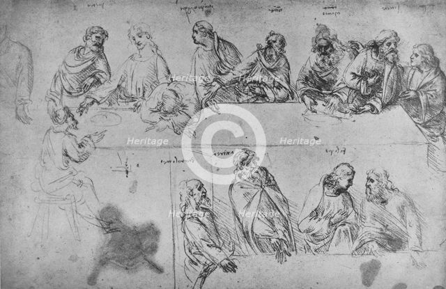 'Studies for the Last Supper', c1480 (1945). Artist: Leonardo da Vinci.