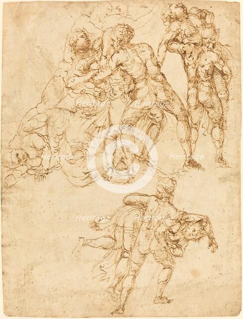 Studies for the Rape of the Sabine Women [verso]. Creator: Pirro Ligorio.
