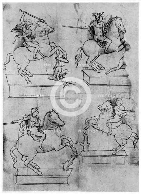 Studies for the Sforza Monument, c1488-1493 (1954).Artist: Leonardo da Vinci