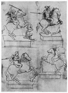 Studies for the Sforza Monument, c1488-1493 (1954).Artist: Leonardo da Vinci