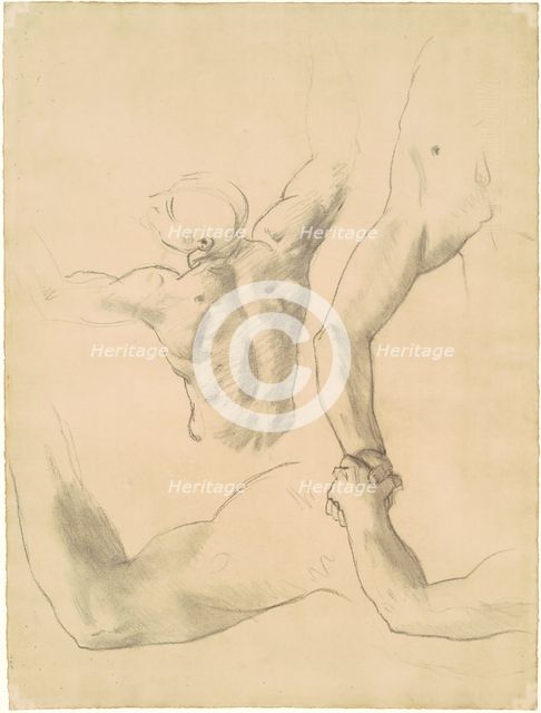 Studies for "Two Classical Male Figures Wrestling", 1919-1920. Creator: John Singer Sargent.