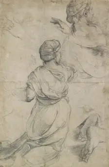 Studies for two kneeling Women, c1500-1520. Artist: Raphael