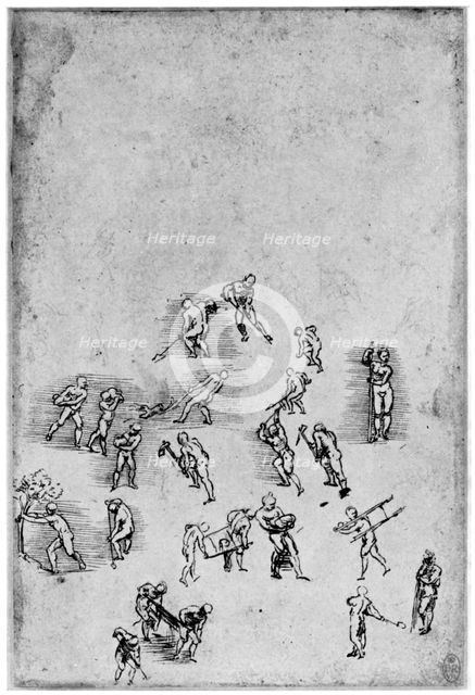 Studies in movement, late 15th or early 16th century (1954).Artist: Leonardo da Vinci