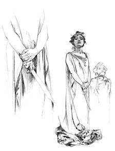 Studies in pencil for the Medee poster, 1899