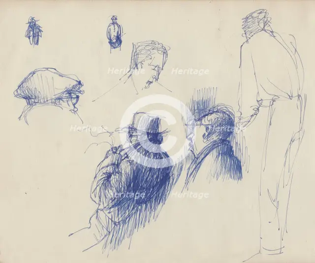 Studies, men in hats, c1950.  Creator: Shirley Markham.