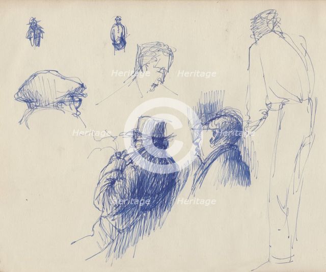 Studies, men in hats, c1950.  Creator: Shirley Markham.