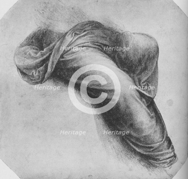 'Studies of the Drapery of a Figure Seated to Right', c1480 (1945). Artist: Leonardo da Vinci.