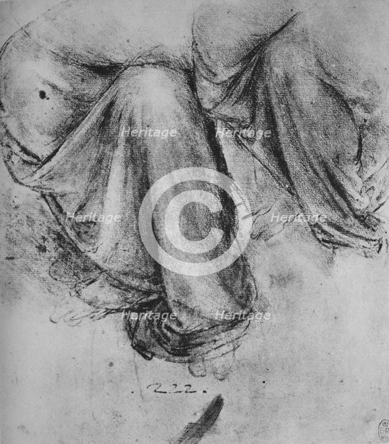 Studies of the Drapery of a Figure Seated to the Left', c1480 (1945). Artist: Leonardo da Vinci.