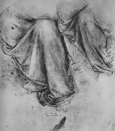 Studies of the Drapery of a Figure Seated to the Left c1480 (1945). Artist: Leonardo da Vinci