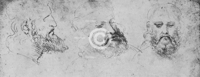 'Studies of the Head of Cesare Borgia from Three Points of View', c1480 (1945). Artist: Leonardo da Vinci.