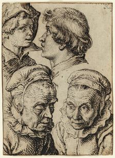 Studies of the Heads of Two Youths and an Old Woman, between 1600 and 1605. Creator: Jacques de Gheyn II
