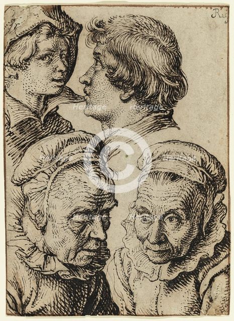 Studies of the Heads of Two Youths and an Old Woman, between 1600 and 1605. Creator: Jacques de Gheyn II.