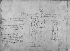 Studies of the Proportions of Three Figures c1480 (1945). Artist: Leonardo da Vinci