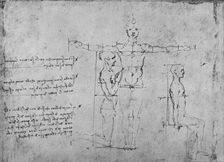 Studies of the Proportions of Three Figures c1480 (1945). Artist: Leonardo da Vinci