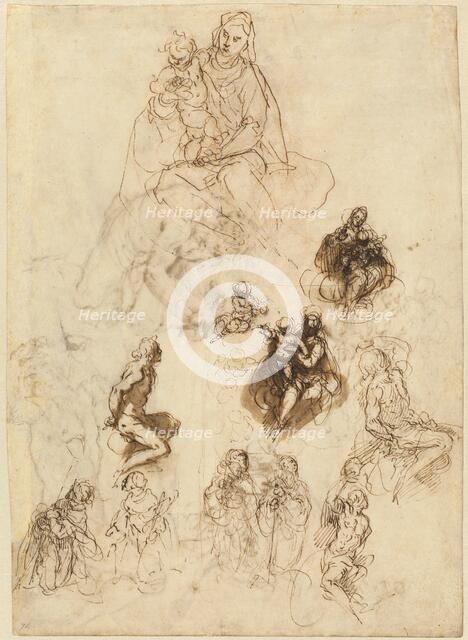 Studies of the Virgin and Child with Saints, c. 1611. Creator: Jacopo Palma.