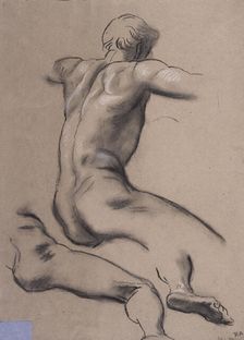 Studies of a male nude seen from the back, c1840-1900. Creator: George Frederick Watts