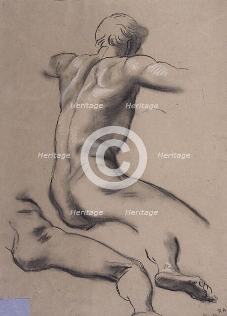 Studies of a male nude seen from the back, c1840-1900. Creator: George Frederick Watts.