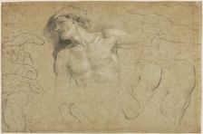 Studies of a Male Torso with Additional Studies of Hands, Shoulders, and a Leg, between 1650 & 1719. Creator: Carlo Cignani